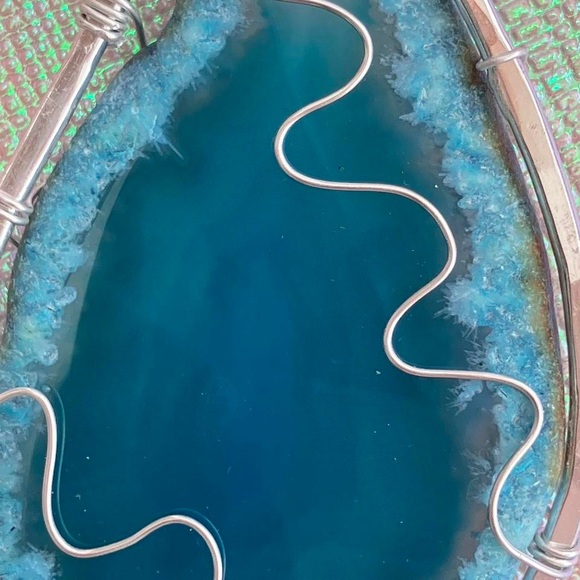 Large handmade wire wrapped crystal necklace - Picture 2 of 2